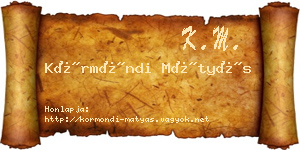 Körmöndi Mátyás névjegykártya