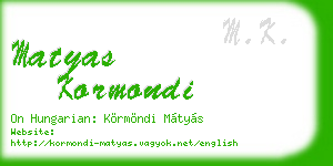matyas kormondi business card