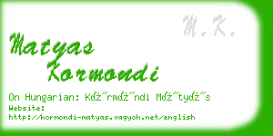 matyas kormondi business card